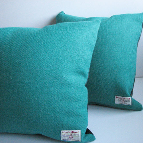 Bright Green Harris Tweed Cushion