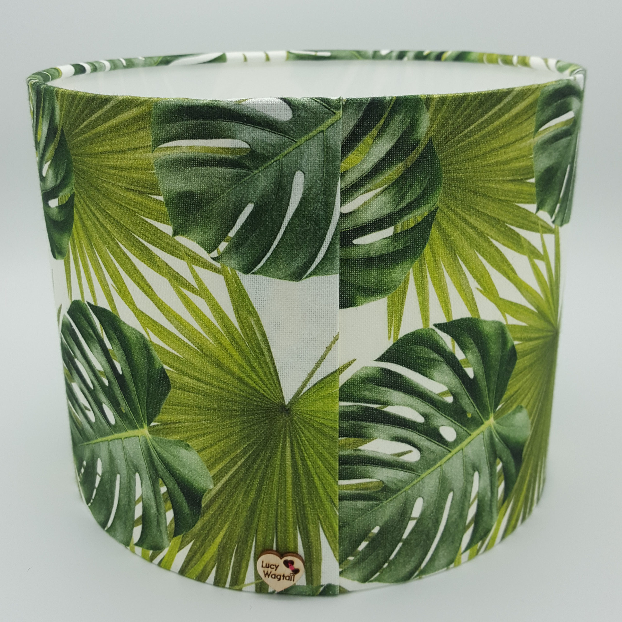 NEW HANDMADE LAMPSHADE PALM LEAVES TEAL TROPICAL LEAF 