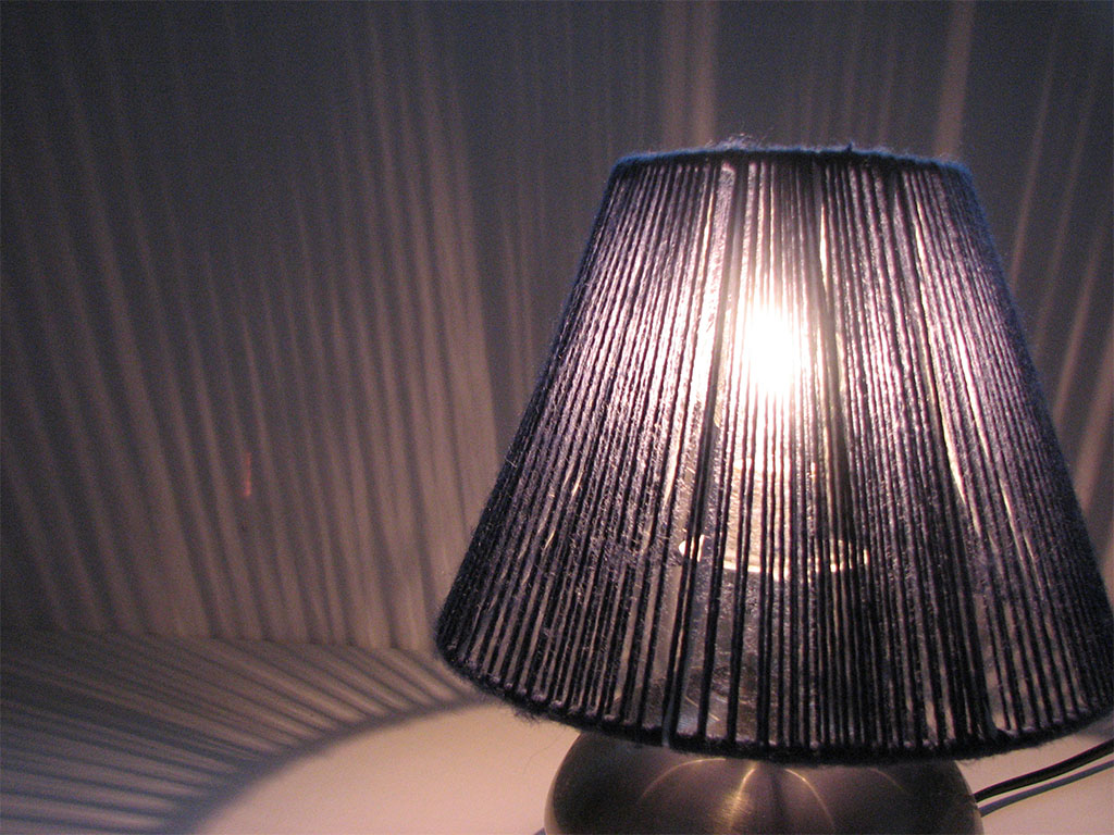 Hand Wrapped Yarn Lampshade Navy Blue, Table Lamp Shades Navy Blue