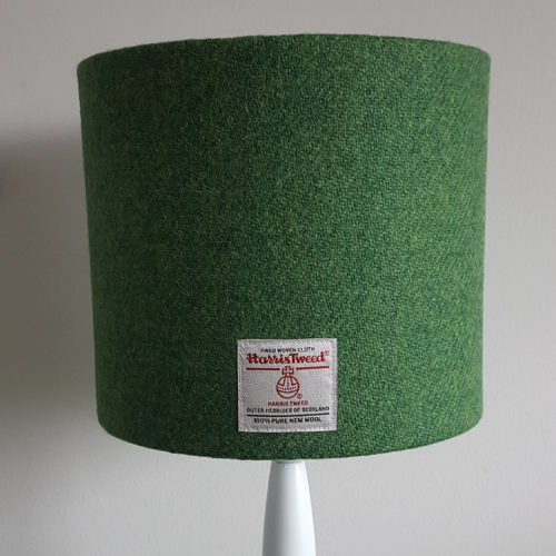 Mid Green Harris Tweed Lampshade on Table Lamp