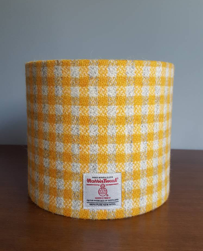 20cm Yellow Grey Harris Tweed Lampshade
