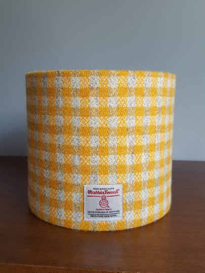 20cm Yellow Grey Harris Tweed Lampshade