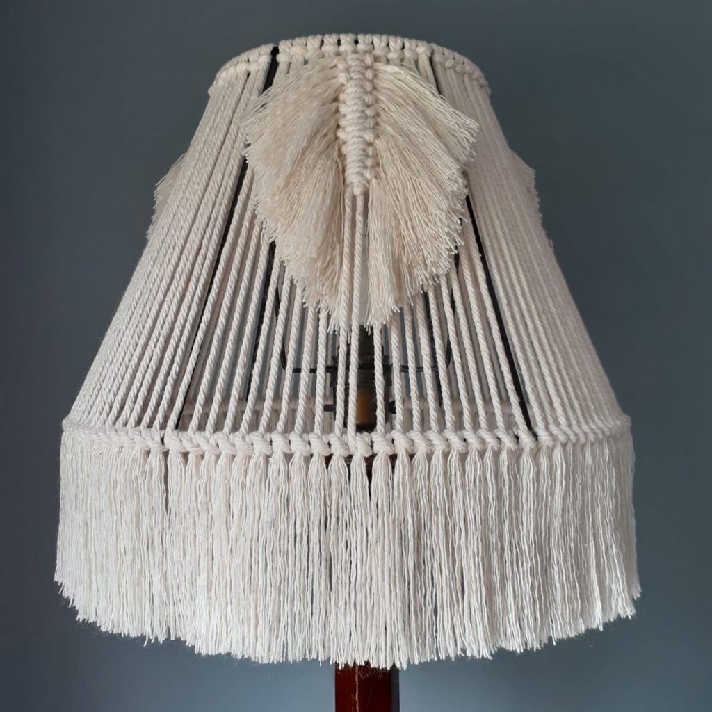 Feather macrame lampshade