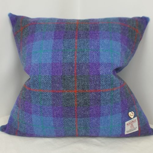 Purple Blue Grey Check Cushion