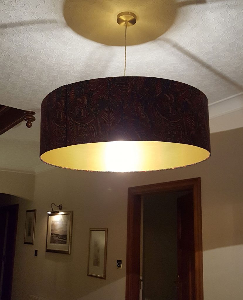80cm ceiling lampshade in Jaipur Spice with a brushed gold metallic lining at home