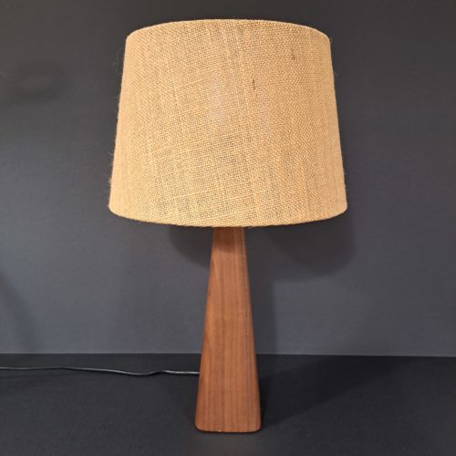 Hessian Empire Lamp Shade on walnut table lamp base