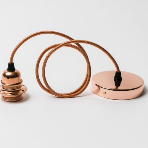 Copper Ceiling Rose and Cable Set