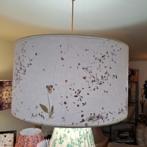large pressed flower lampshade White