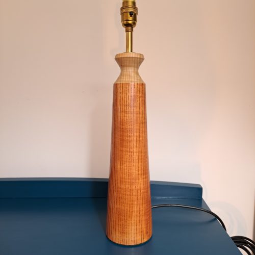 Handmade Table Lamp - Ash Wood - Amber Wax
