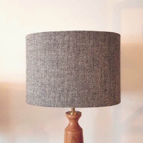 an image of Skye Weavers Oval lampshade in Grey Herringbone