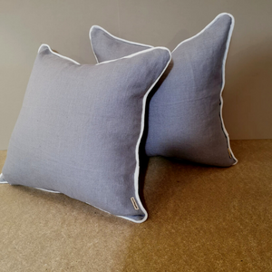grey and white linen cushion covers