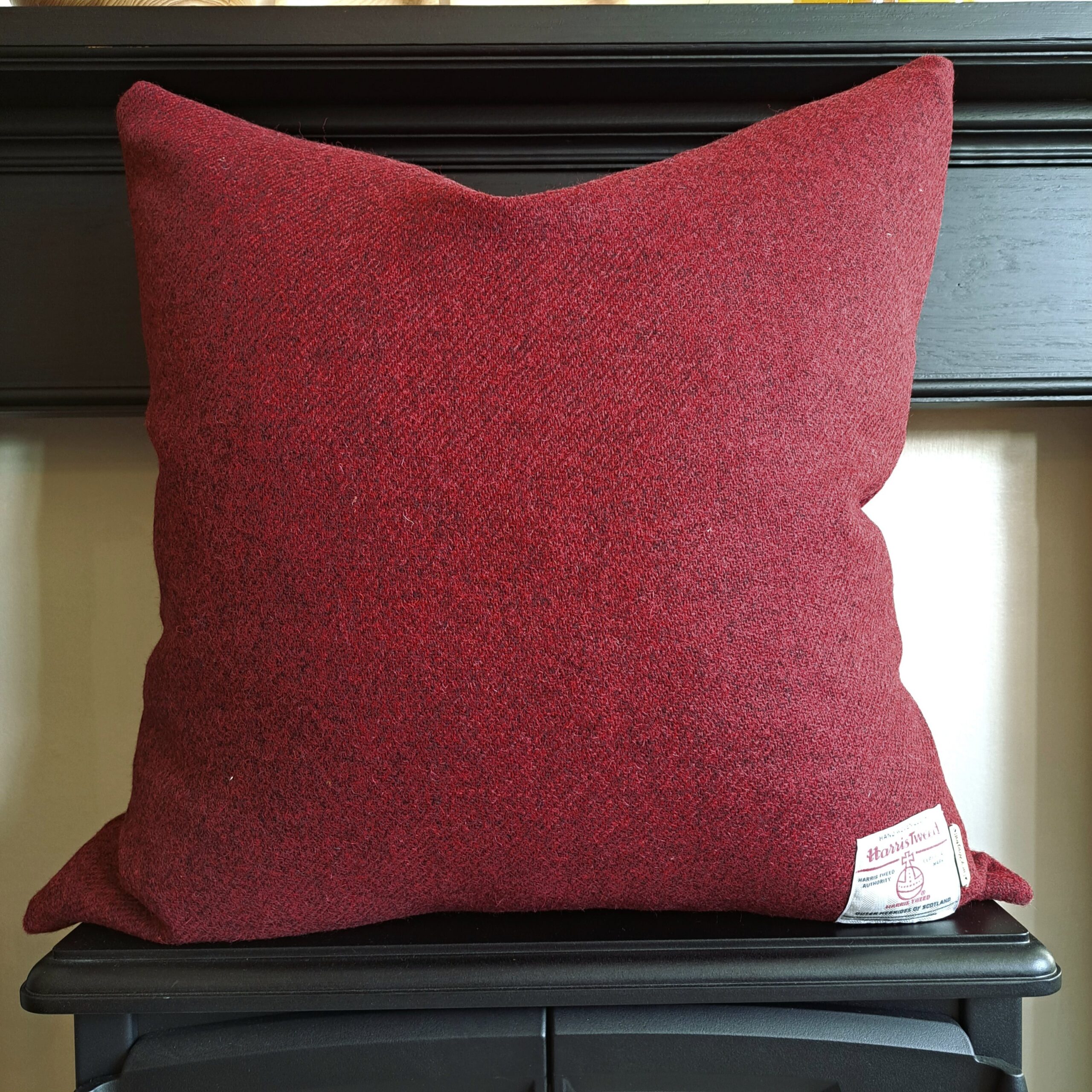Dark Red Harris Tweed Cushion Cover