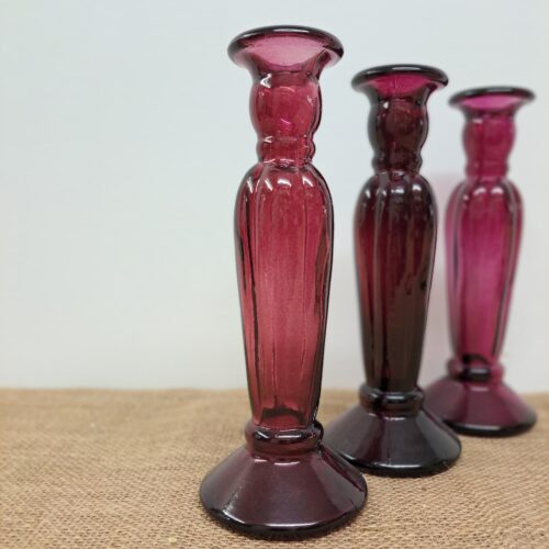 Mulberry Pink Glass Candle Holder