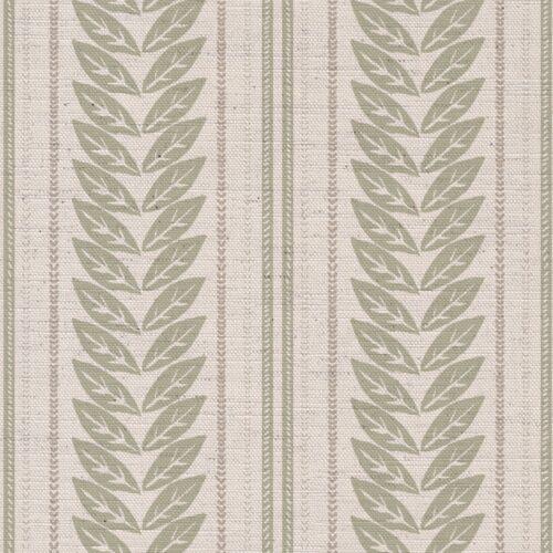 Flat Leaf Stripe Fabric - Sage