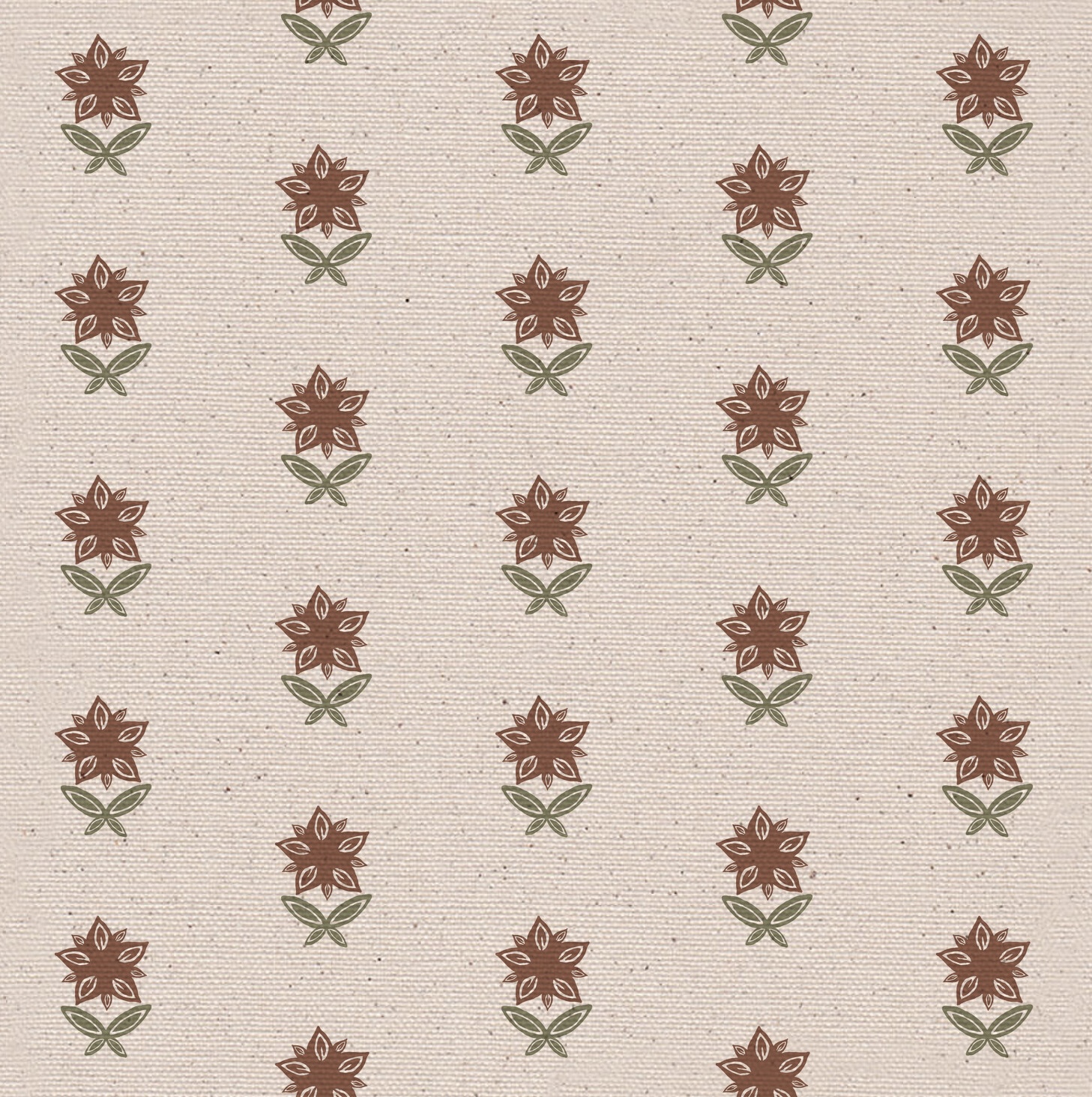 Beatrix Fabric in Nutmeg on a Natural Background