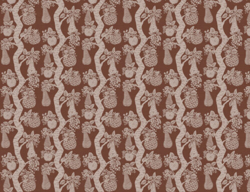 Orchard Fruits Fabric in Nutmeg