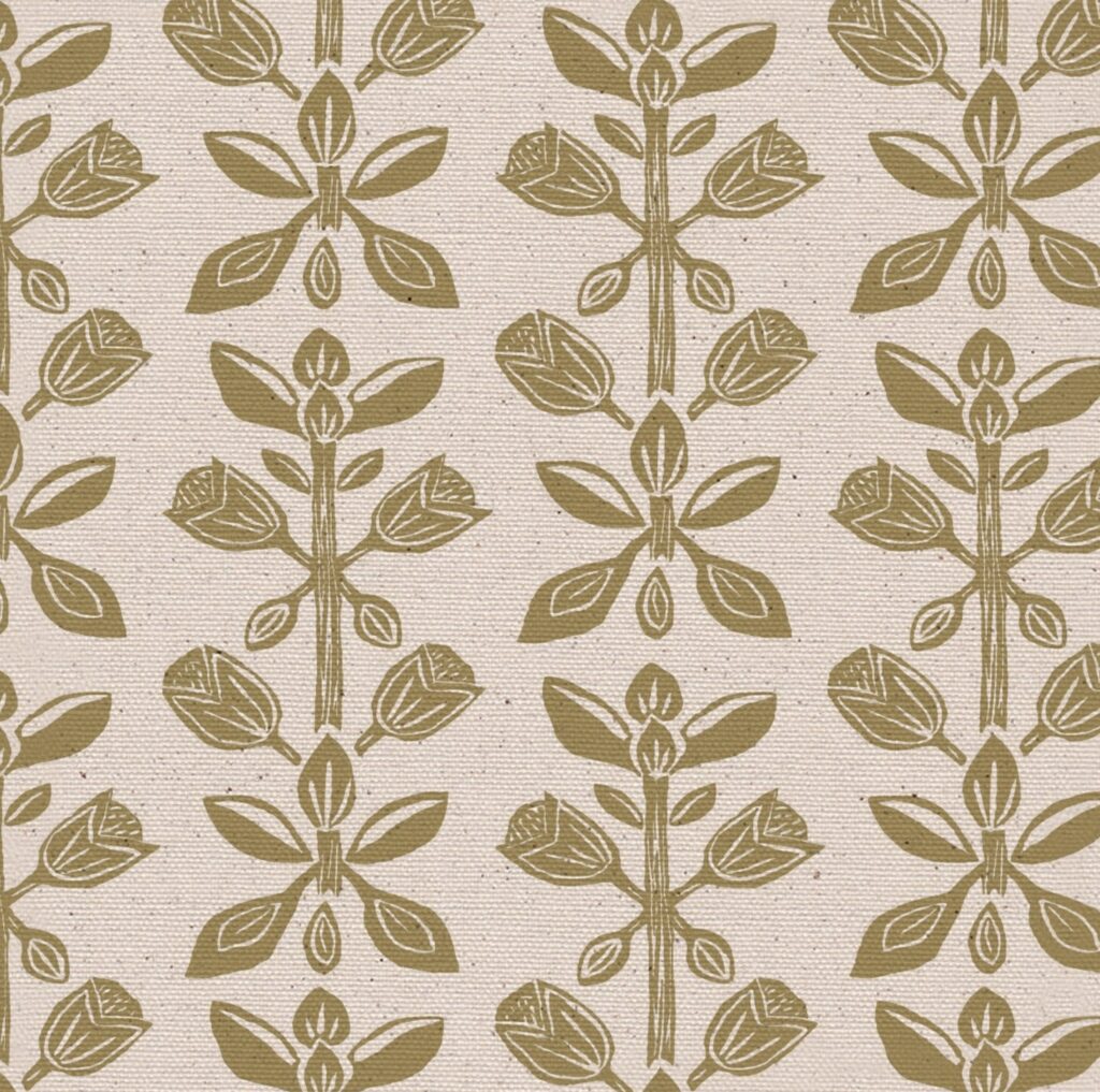 Hilda fabric by Lucy Wagtail Interiors Gold