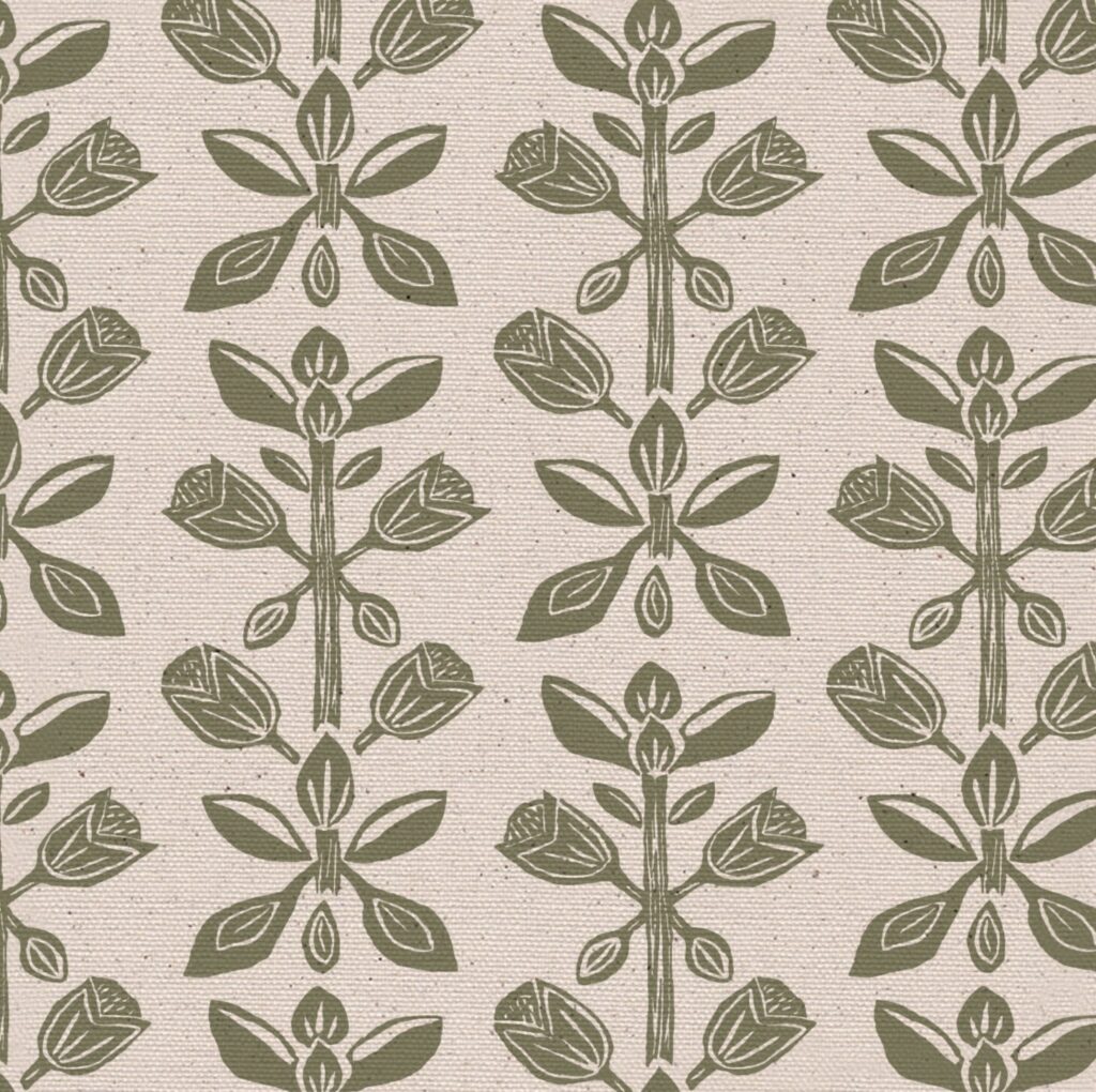 Hilda fabric by Lucy Wagtail Interiors Green