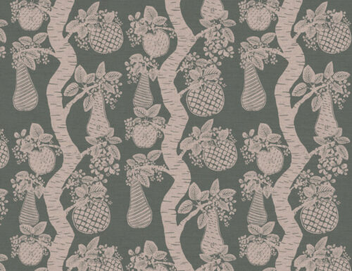 Orchard Fruits Fabric in Bleu