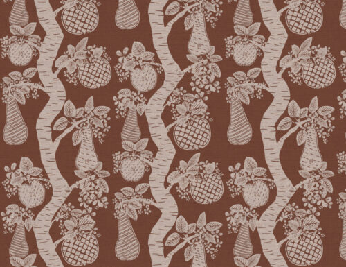 Orchard Fruits Fabric in Nutmeg