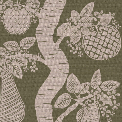 Orchard Fruits Fabric in Vert