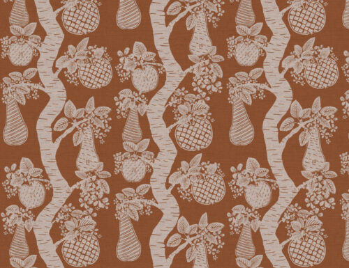 Orchard Fruits Fabric in Marmalade
