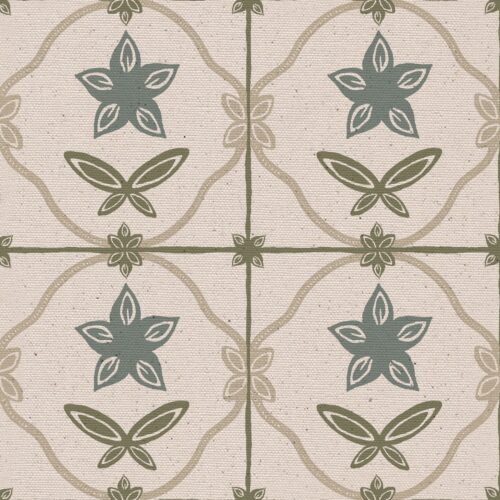 Trellis fabric in Bleu by Lucy Wagtail