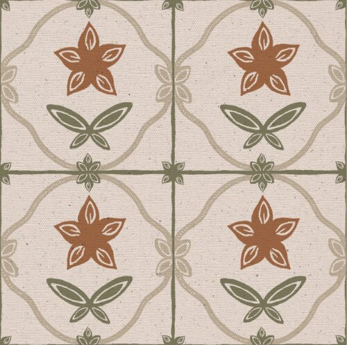 Trellis fabric in Marmalade by Lucy Wagtail