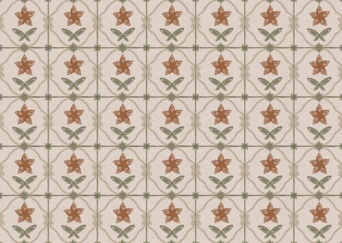 Trellis fabric in Marmalade by Lucy Wagtail