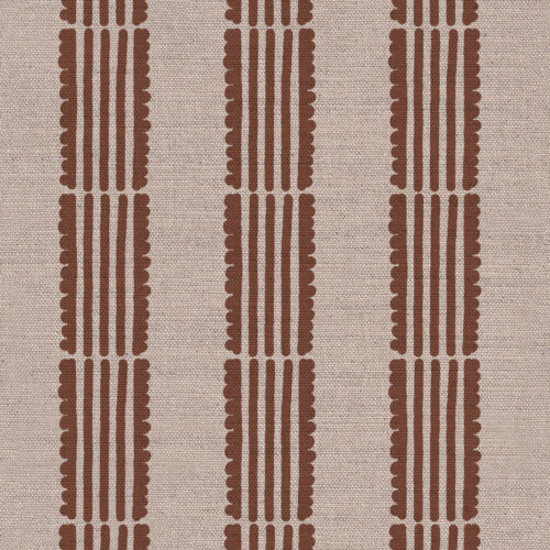 Orchard Stripe Fabric in Nutmeg by Lucy WAgtail Interiors