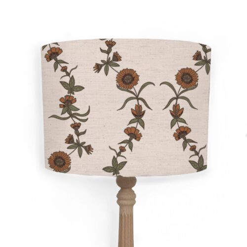 Handmade Lampshade made using Evelyn fabric in Marmalade by Lucy Wagtail Interiors