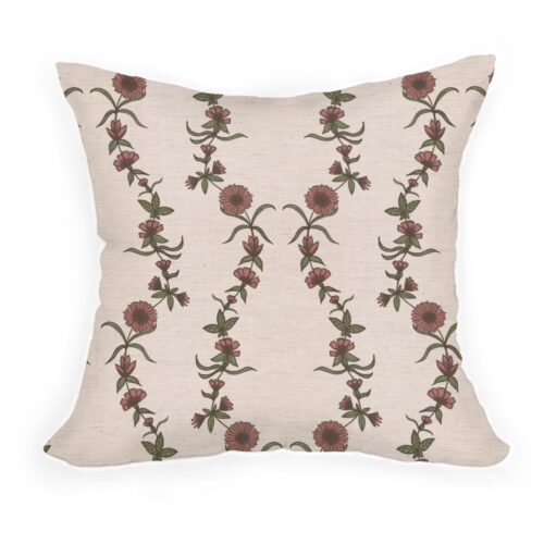 Cushion in Evelyn Fabric in Pink by Lucy Wagtail Interiors