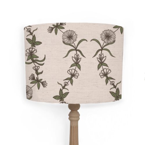 Handmade Lampshade made using Evelyn fabric in White by Lucy Wagtail Interiors