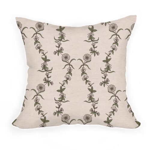 Cushion in Evelyn Fabric in White by Lucy Wagtail Interiors