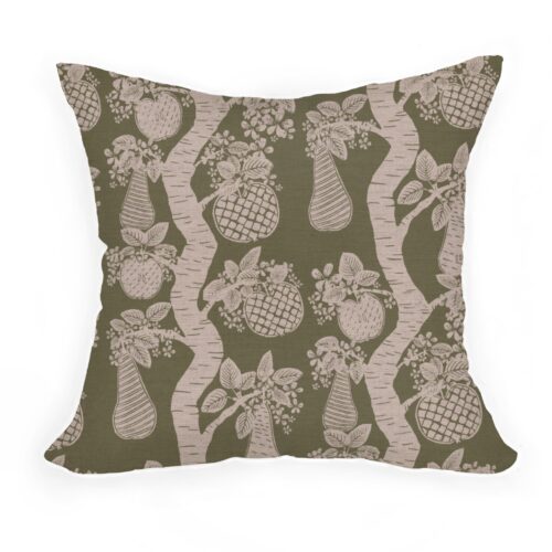 Orchard Fruits Cushion in Vert 50cm x 35cm