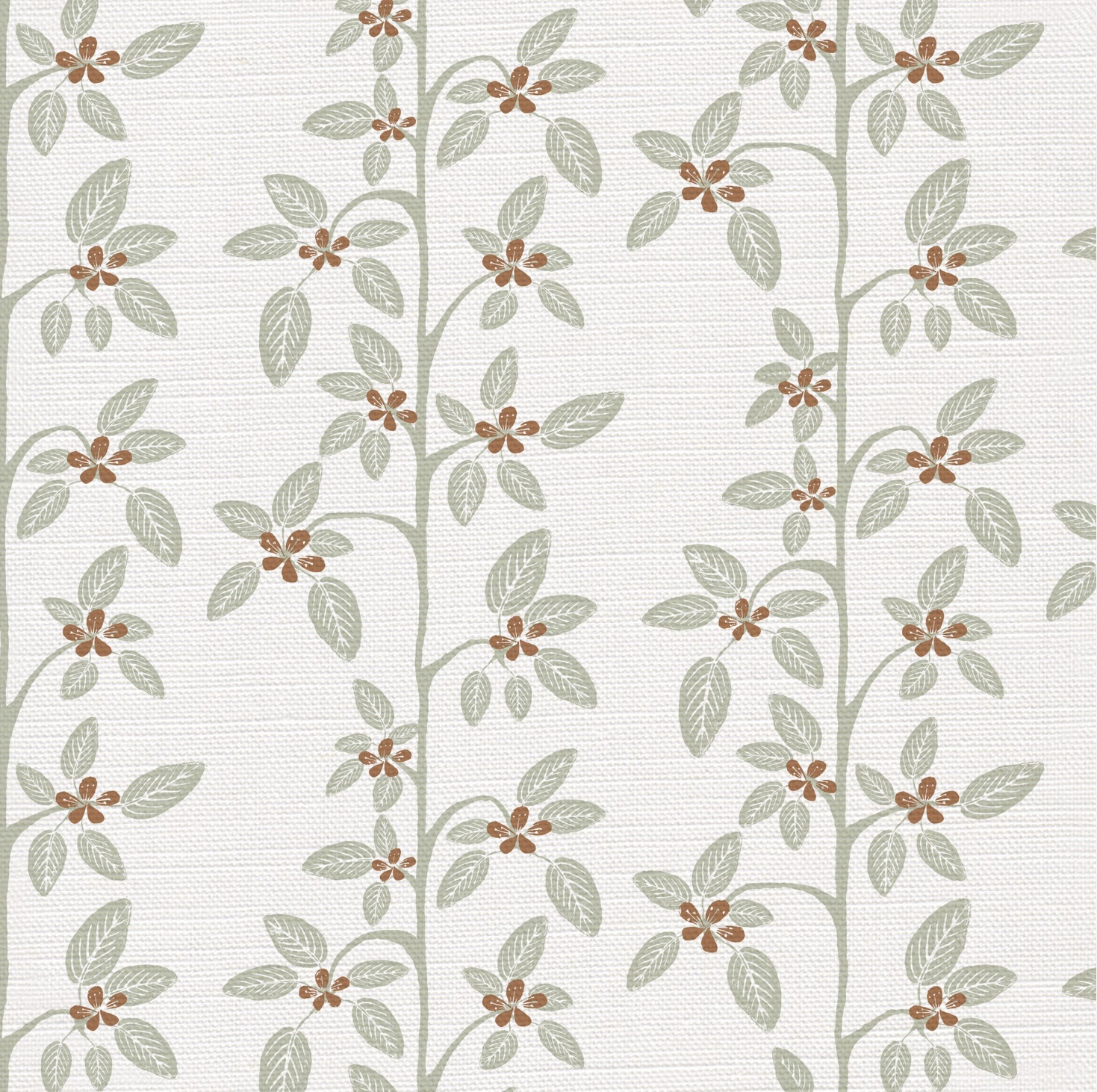Petite Apple Blossom Fabric in Amber on a White Background